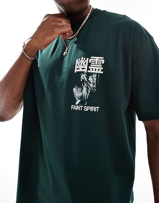 ASOS DESIGN Oversized T-shirt With Souvenir Graphic In Dark Green