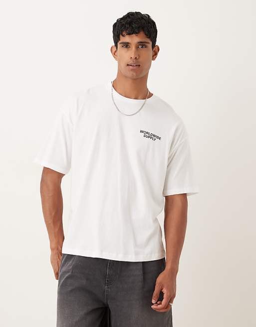 ASOS DESIGN Oversized T-shirt With Spine Print In White