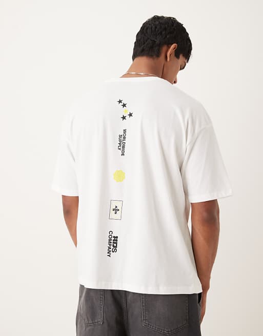 ASOS DESIGN oversized t-shirt with spine print in white
