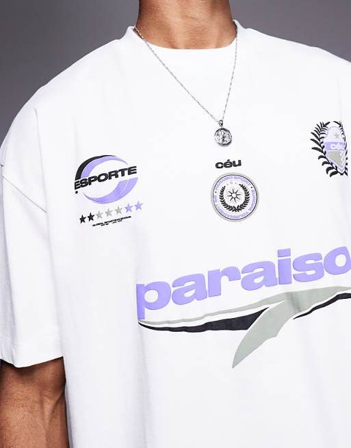 ASOS DESIGN Oversized T-shirt With Sport Graphic In Cream