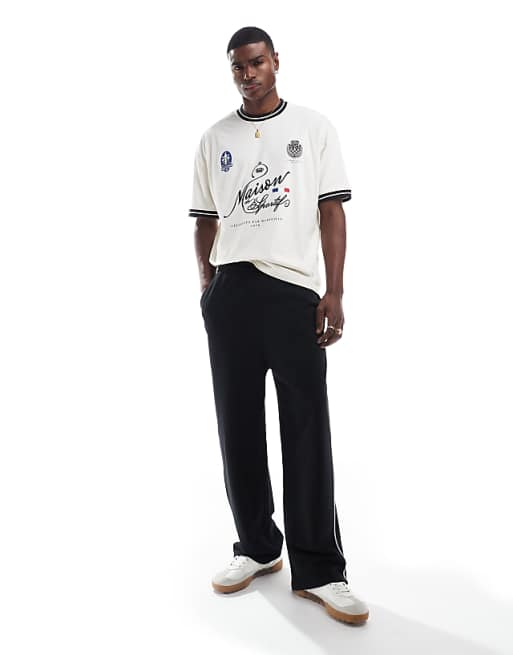 ASOS DESIGN Oversized T-shirt With Sports Front Print In Off-white