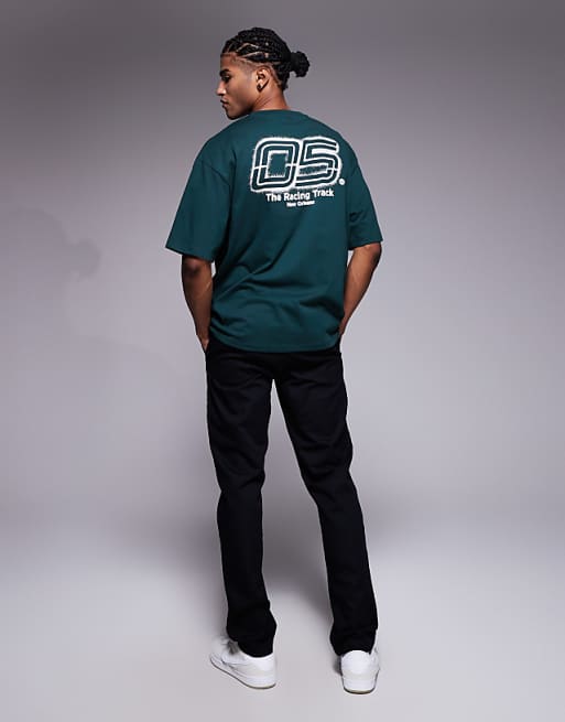 ASOS DESIGN Oversized T-shirt With Sports Graphic In Dark Green