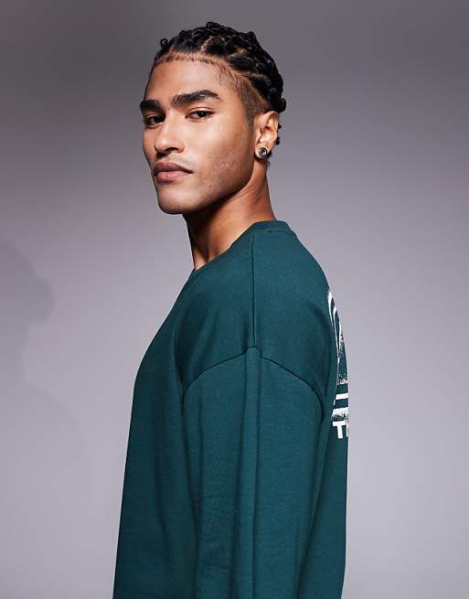 ASOS DESIGN Oversized T-shirt With Sports Graphic In Dark Green