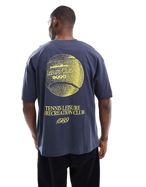 ASOS DESIGN Oversized T-shirt With Sports Graphic In Navy