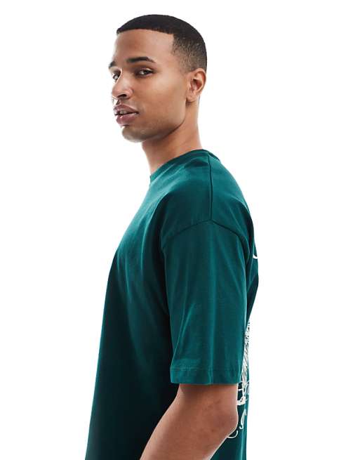 ASOS DESIGN Oversized T-shirt With Sports Graphic Back Print In Green