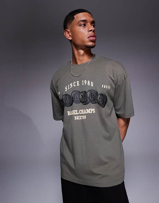 ASOS DESIGN Oversized T-shirt With Sports Graphic In Khaki