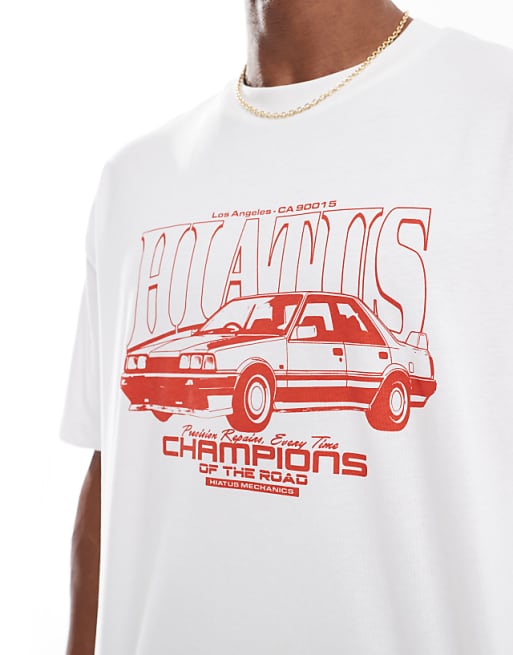 ASOS DESIGN Oversized T-shirt With Street Car Graphic In White