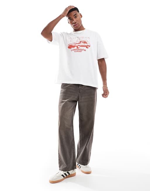 ASOS DESIGN Oversized T-shirt With Street Car Graphic In White
