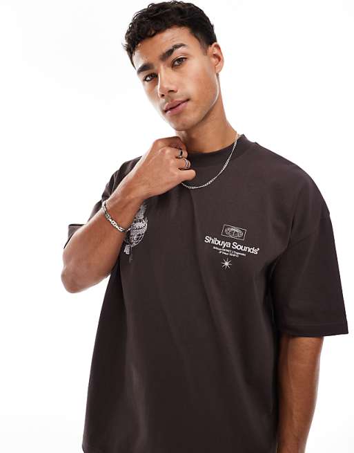 ASOS DESIGN Oversized T-shirt With Street Graphic In Brown