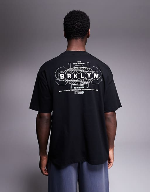 ASOS DESIGN oversized t-shirt with street graphic in black