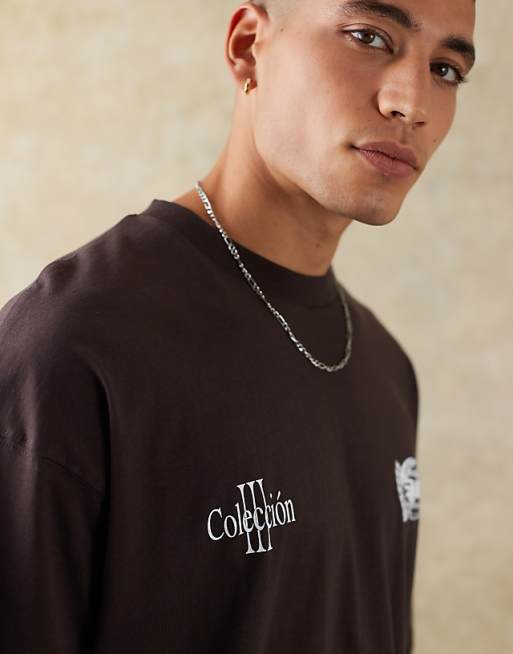 ASOS DESIGN Oversized T-shirt With Street Graphic In Brown