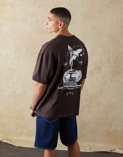 ASOS DESIGN Oversized T-shirt With Street Graphic In Brown