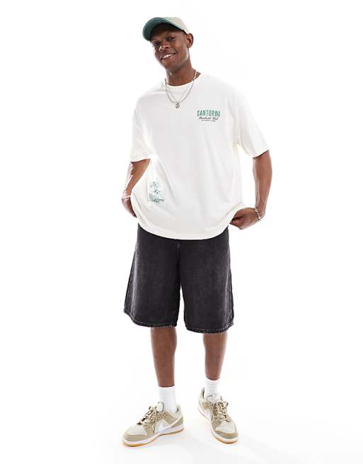 ASOS DESIGN Oversized T-shirt With Summer Graphic In Off White