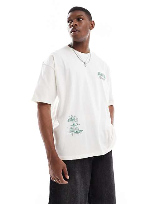 ASOS DESIGN Oversized T-shirt With Summer Graphic In Off White