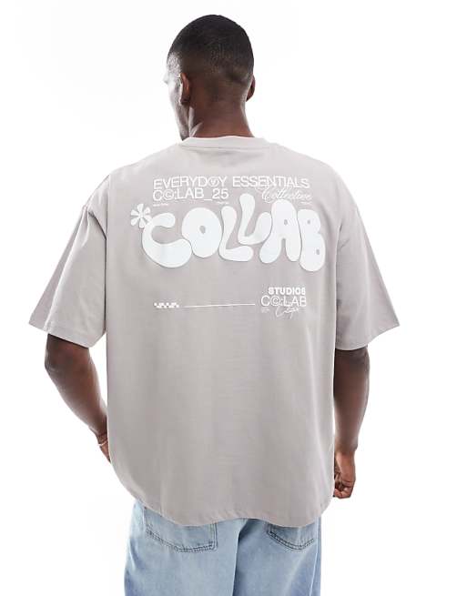 ASOS DESIGN Oversized T-shirt With Text Graphic In Grey
