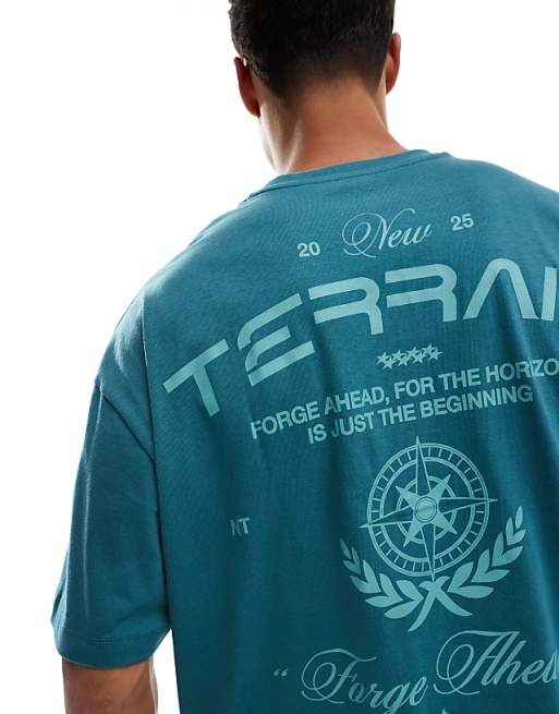 ASOS DESIGN Oversized T-shirt With Text Graphic In Green