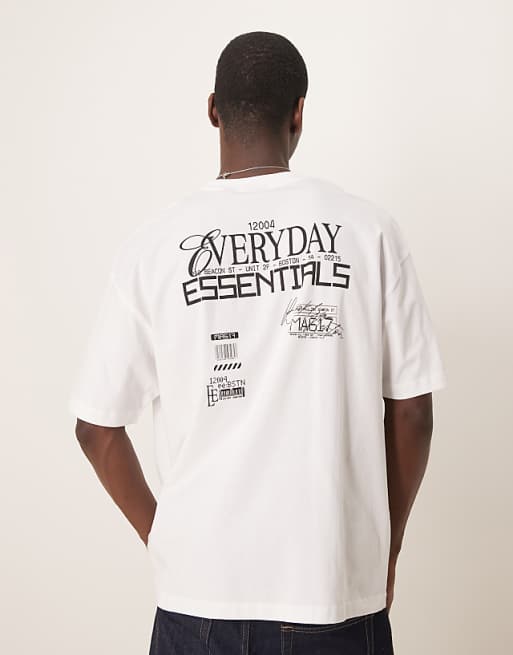 ASOS DESIGN oversized t-shirt with text graphic in white