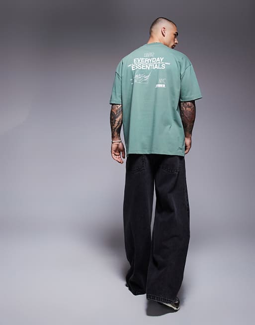 ASOS DESIGN Oversized T-shirt With Text Graphic In Green