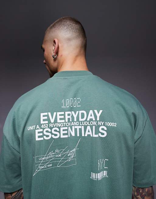 ASOS DESIGN Oversized T-shirt With Text Graphic In Green