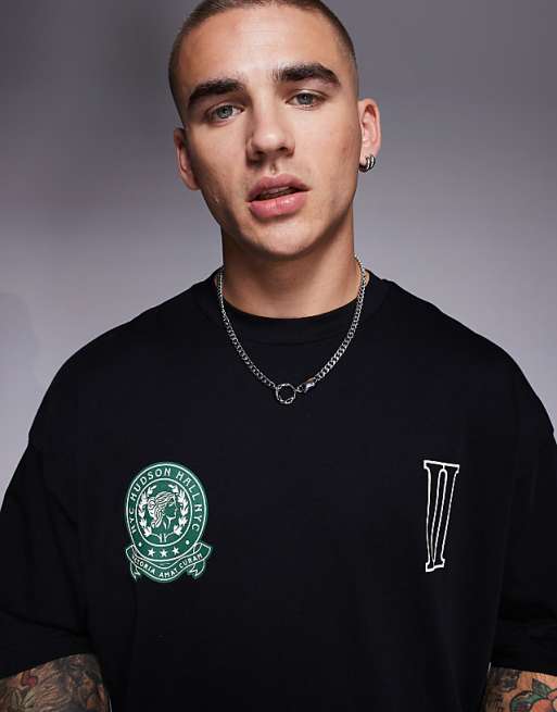 ASOS DESIGN Oversized T-shirt With Text Graphics In Black