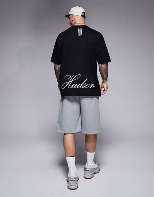 ASOS DESIGN oversized t-shirt with text graphics in black