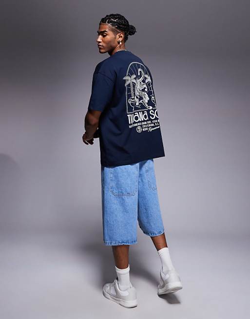 ASOS DESIGN Oversized T-shirt With Tijuana Tiger Graphic In Navy