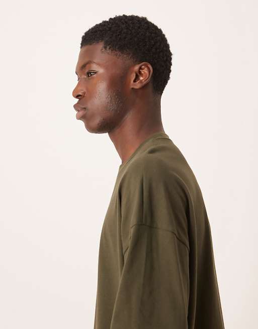 ASOS DESIGN Oversized T-shirt With Woven Tab In Green