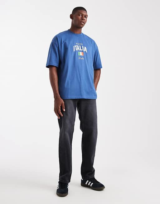 ASOS DESIGN Oversized T-shirts In Blue With Italy Graphic