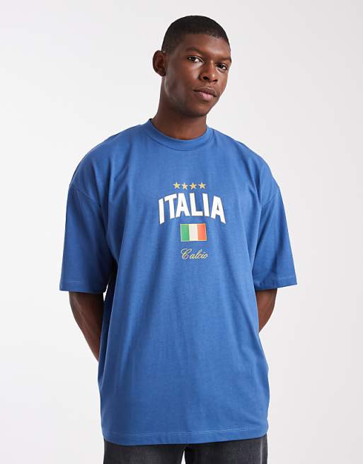 ASOS DESIGN oversized t-shirts in blue with Italy graphic