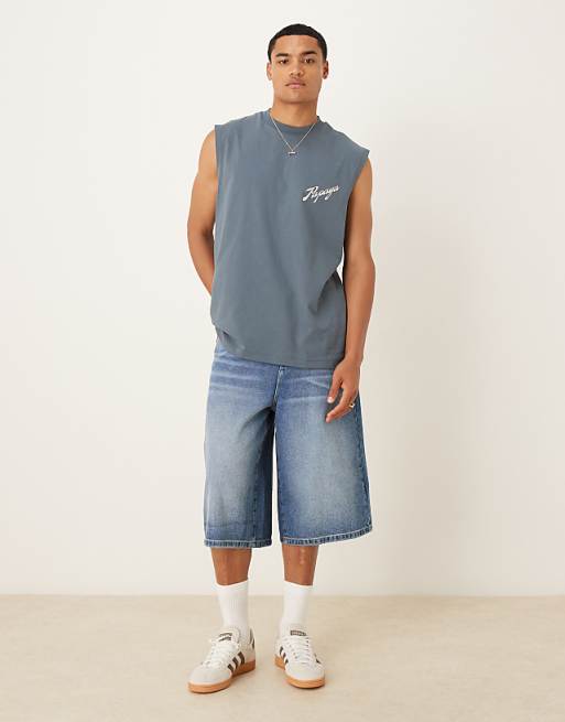 ASOS DESIGN Oversized Tank With Fruit Graphic In Charcoal