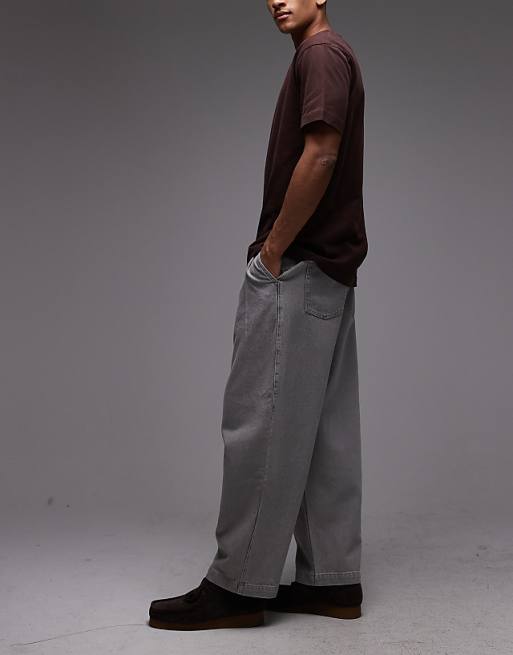 ASOS DESIGN Oversized Tapered Jeans In Stone With Tint