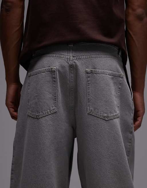 ASOS DESIGN Oversized Tapered Jeans In Stone With Tint