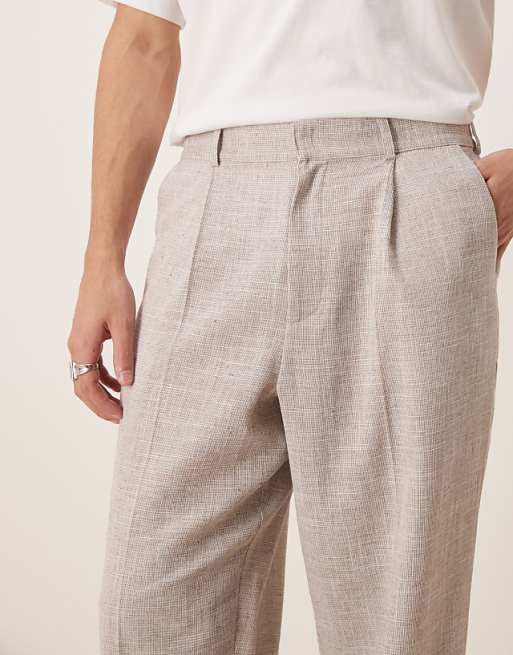 ASOS DESIGN Oversized Tapered Leg Trousers In Beige