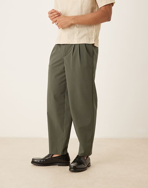 ASOS DESIGN oversized tapered trouser in green
