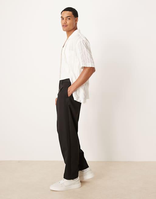 ASOS DESIGN Oversized Tapered Trouser With Double Pleat In Black