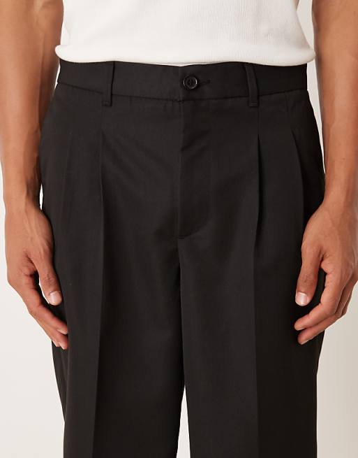 ASOS DESIGN Oversized Tapered Trouser With Double Pleat In Black