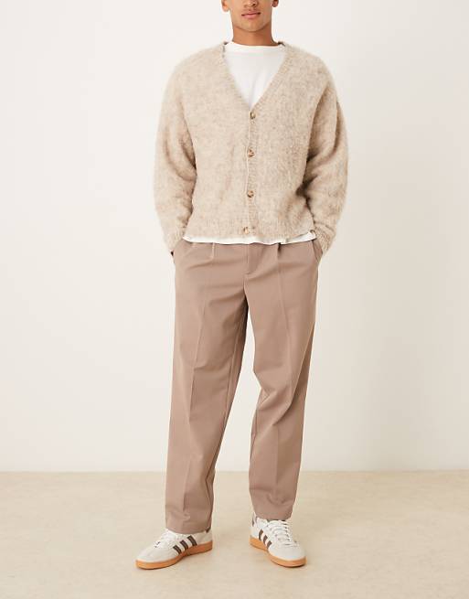 ASOS DESIGN Oversized Tapered Trousers In Brown