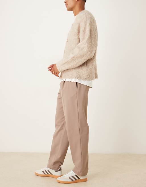 ASOS DESIGN Oversized Tapered Trousers In Brown