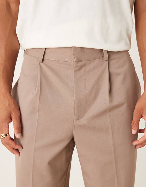 ASOS DESIGN Oversized Tapered Trousers In Brown