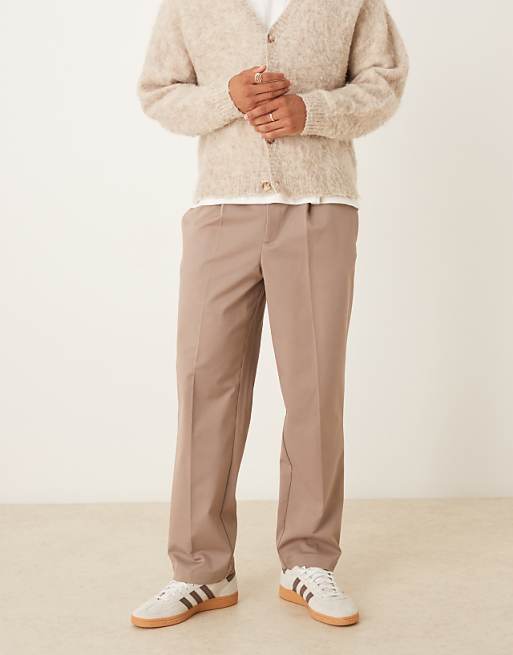ASOS DESIGN oversized tapered trousers in brown