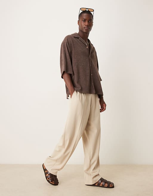 ASOS DESIGN Oversized Textured Shirt In Brown