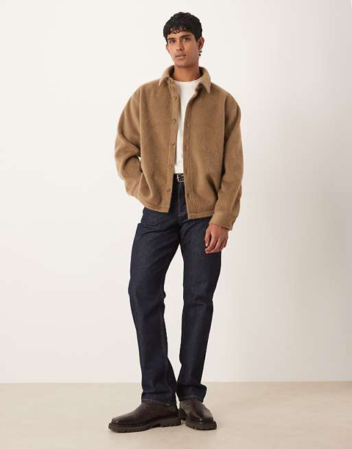ASOS DESIGN Oversized Textured Shirt In Brown