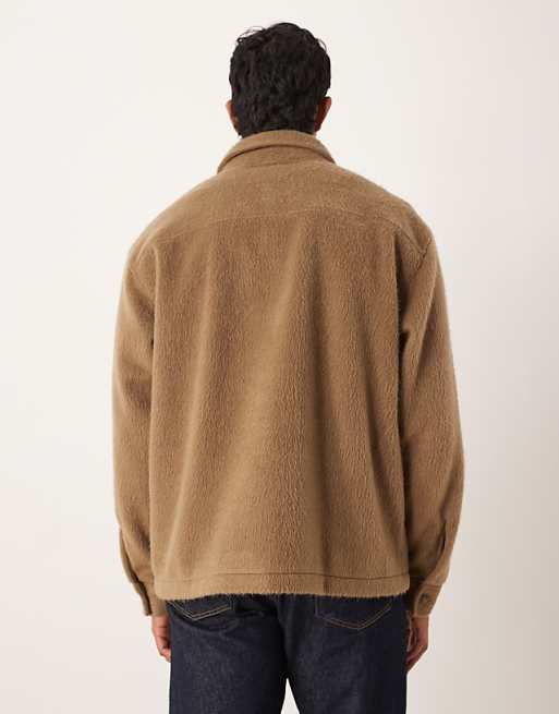ASOS DESIGN Oversized Textured Shirt In Brown