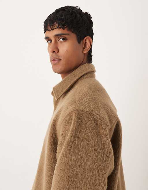 ASOS DESIGN Oversized Textured Shirt In Brown