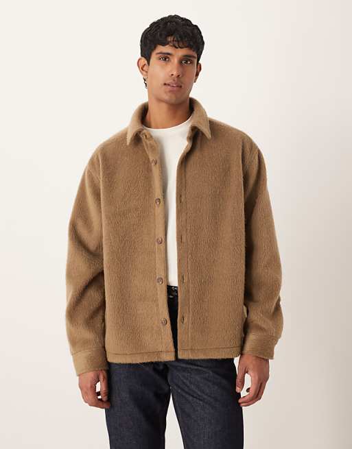 ASOS DESIGN oversized textured shirt in brown