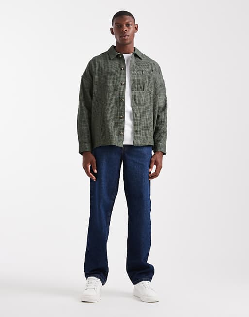 ASOS DESIGN Oversized Textured Shirt In Green