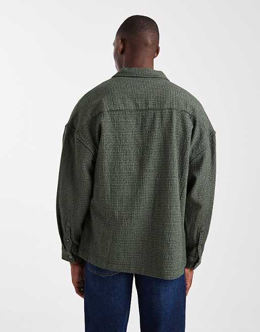 ASOS DESIGN Oversized Textured Shirt In Green