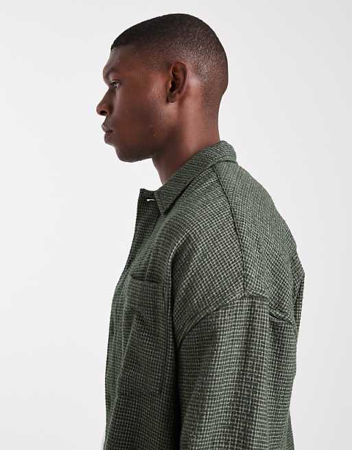 ASOS DESIGN Oversized Textured Shirt In Green