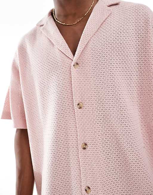 ASOS DESIGN Oversized Textured Shirt In Pink