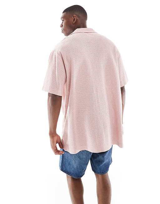 ASOS DESIGN Oversized Textured Shirt In Pink